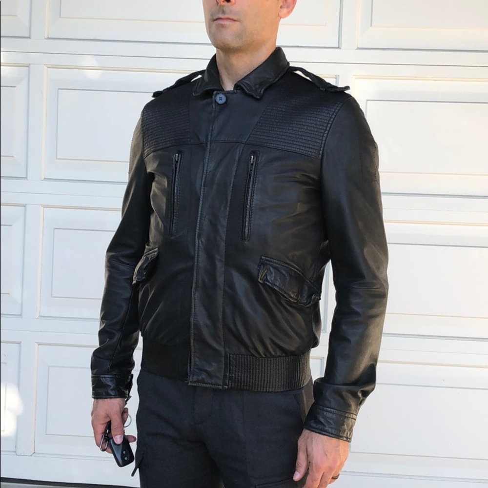 All Saints leather bomber jacket